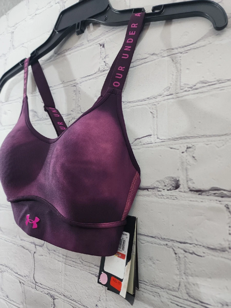 Under Armour Medium Impact Back Clasp Womens Padded Sports Bra Purple XS -  New