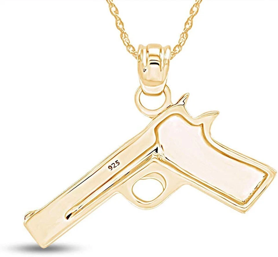 Collar colgante pistola águila con cadena de 18" para mujer en plata de ley Foto 3 de 4