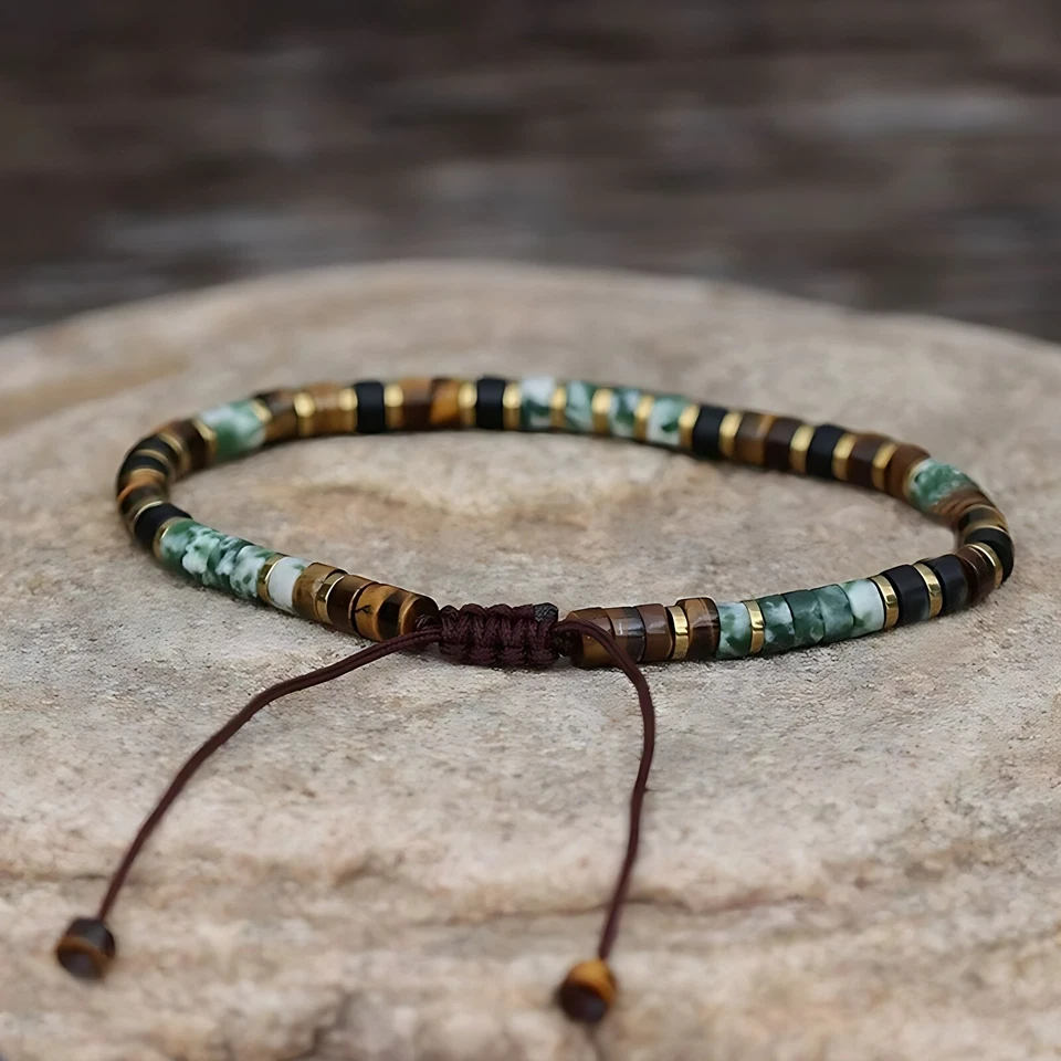 African Turquoise & Tiger Eye Healing Reiki Gemstone Bracelet Gift for Men Women - Image 2 of 4