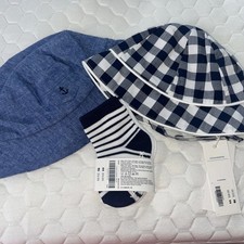 Janie And Jack 3-6 Months Bucket Hat And Sock Lot NWT Baby Boy