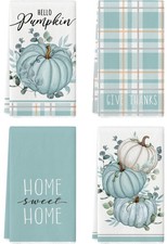 4 Pcs Fall Kitchen Towels Dish Towels Decorative Set, 27.5x20 Inch Pumpkin Bu...