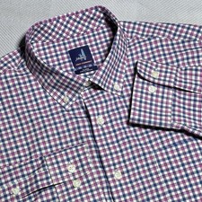 Johnnie-O Prep-Formance Check Plaid Purple Blue Button Down Shirt Mens Size XL