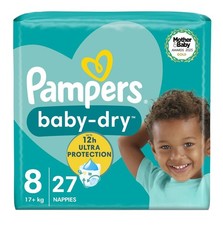 Pampers Baby-Dry Size 8, 27 Nappies, 17kg Essential Pack
