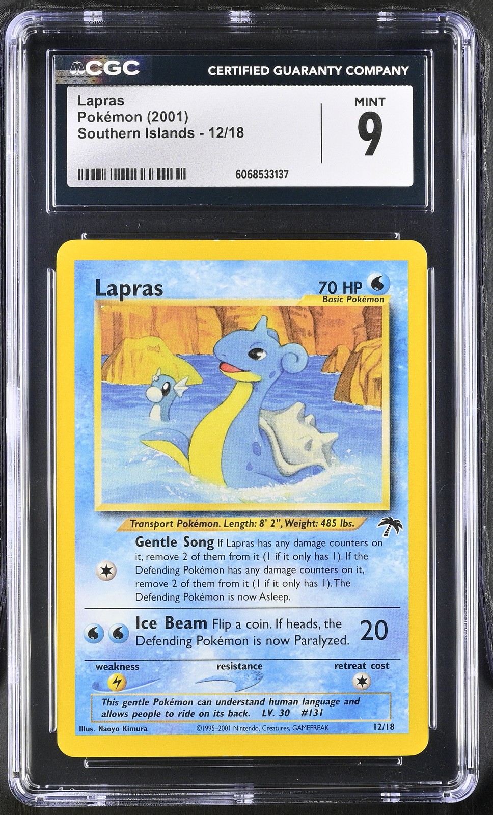 CGC 9 MINT Lapras 2001 Southern Islands 12/18 Pokemon Card