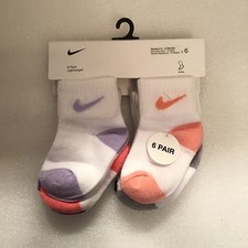 Nike Baby Lightweight Ankle Socks White Multicolor 6 Pack Newborn 6-12 Months