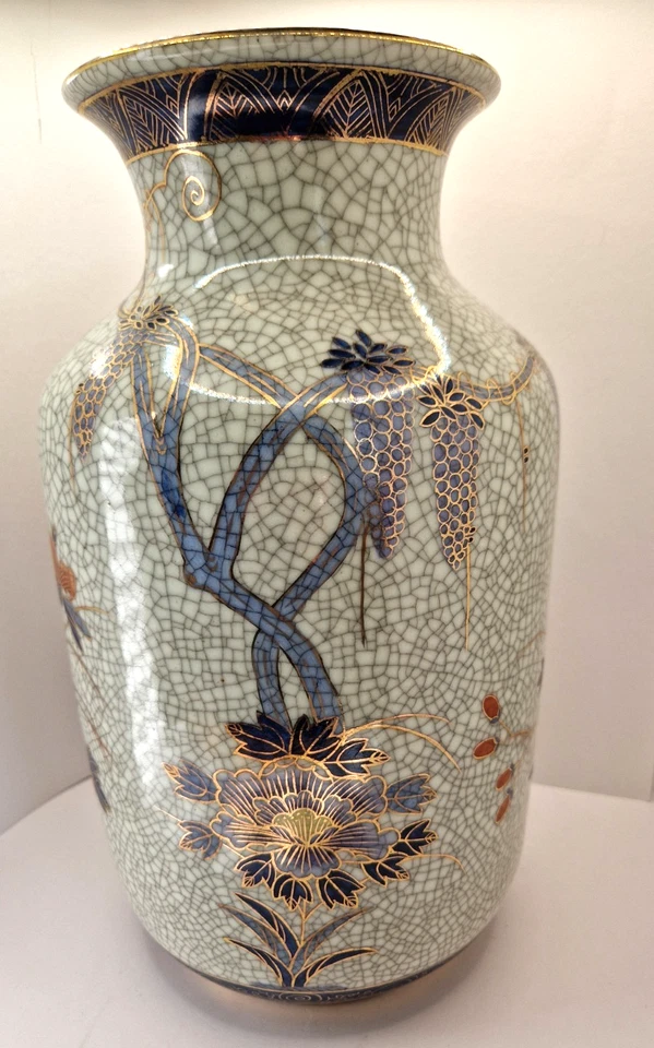 Oriental Crackle Glazed, Large 32 cm, Hand Painted Vase - Image 3 of 4