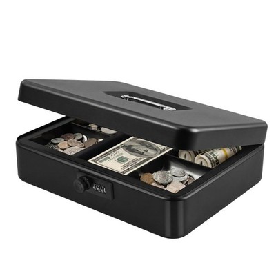 Flexzion Metal Cash Combination Lock - 5-Compartment Petty Cash Money Tray And