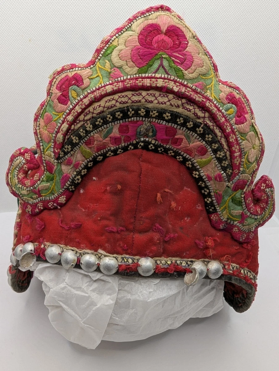 中国　アンティーク　1900年代初期　伝統的な刺繍帽子　希少　骨董 China Hat In Antique Chinese Robes & Textiles for sale | eBay