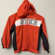 Nike Boy's Youth Windbreaker Jacket Coat Size 7 Orange EUC