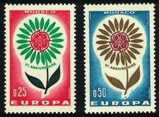 Monaco 1964 Europa, Flower Design, Set of 2, UNM / MNH