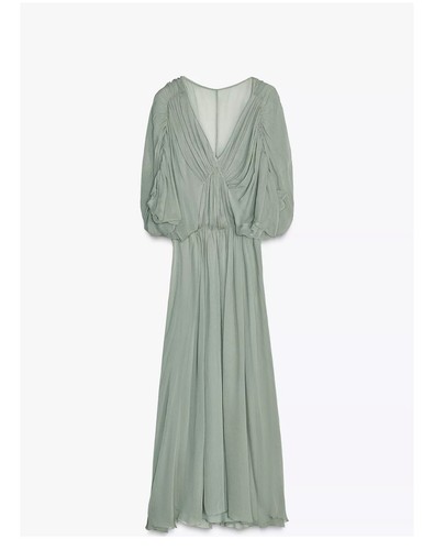 ZARA NEW WOMAN SS25 SEA GREEN ZW COLLECTION DRAPED DRESS SIZE S 2954/285/512 - Picture 12 of 12