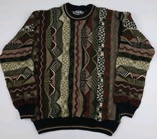 Vintage 90s Multicolor 3D Textured Pattern Knit Sweater Vtg Acrylic Stat Coogi