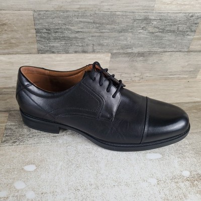 Johnston & Murphy Larkin Mens Oxford Shoes Sz 10 Black Leather Lace Up Plain Toe