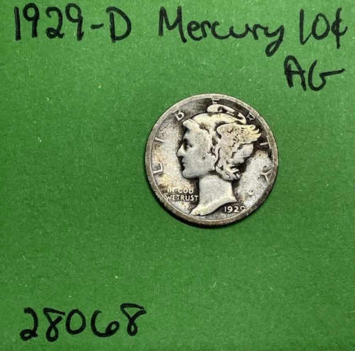 1929-D Mercury Dime 10c Ag About Good 90% Silver See Pictures