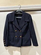 CHANEL Authenticated Navy Collared Gold Butto...