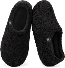 Women's Fuzzy Curly Fur Memory Foam Loafer Slippers with Polar Fleece Lining