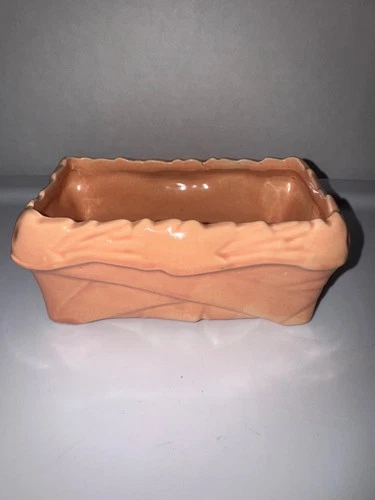 Vintage 1940s McCoy Planter Pink Peach Rectangular Flower Pot USA