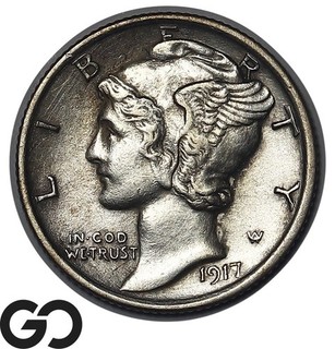 1917 Mercury Dime Strong Bands