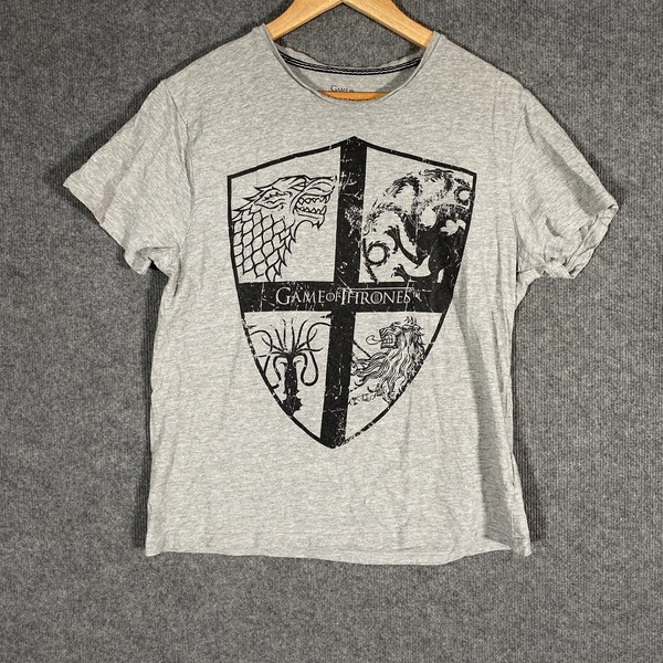 Game Of Thrones Shirt Womens L Grey House Sigil Shield Graphic Tee Summer Casual