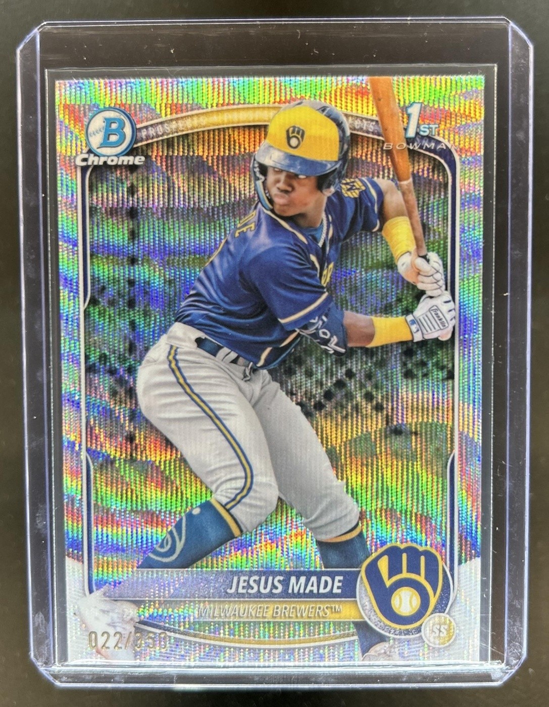 2025 Bowman Jesus Made Chrome Wave Refractor 1st Prospect #/350 Brewers