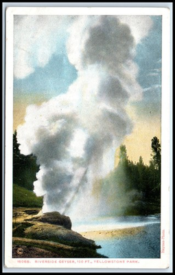 #ad Postcard Riverside Geyser Yellowstone Park N58 $1.07
