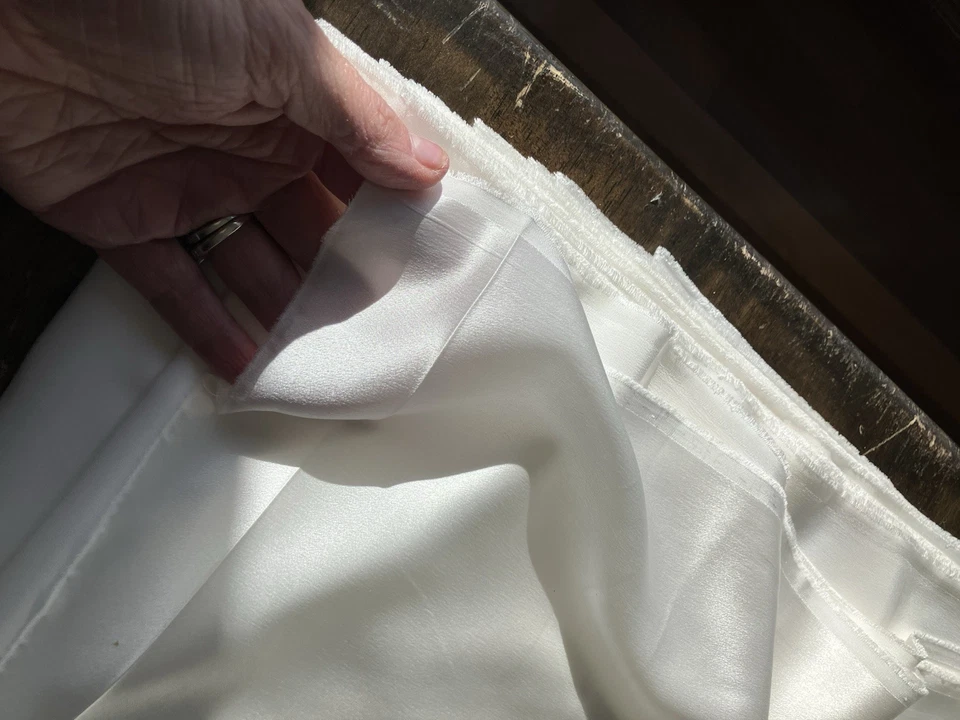 White 100% Pure Mulberry Silk Charmeuse Fabric, 25 Momme, 44” Wide , Luxury 6A - Image 3 of 4