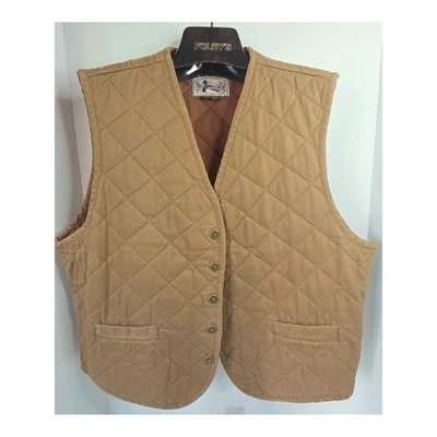 VTG Ducks Unlimited Mens Quilted Shooting Vest Tan Brown Button Front Hunting L