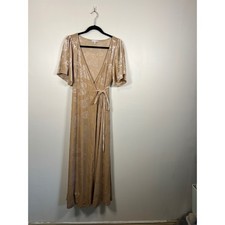Baltic Born Womens Floral Velvet Wrap Maxi Dress Champagne Boho M