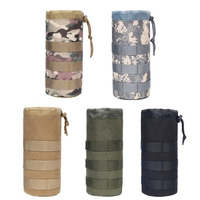 Tactic Drawstring Water Bottle Holder Pouch Mesh Water Bottle Bag Carrier