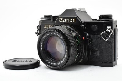 Canon Ae-1 Schwarz analoge Spiegelreflexkamera Neu Fd 50mm F1.4 Neue Lichtdic...