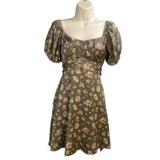 Altar'd State Raella Floral Puff Sleeve Mini Dress Womens Small Cottage Milkmaid