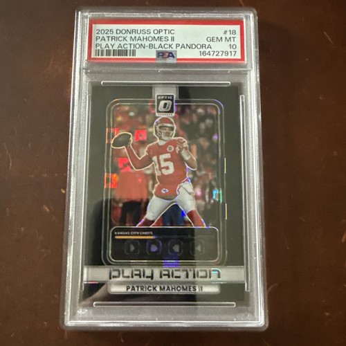 2025 Donruss Optic Patrick Mahomes II Play Action Black Pandora PSA 10 #18 /149