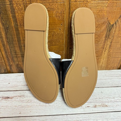 Tory Burch Everly Leather Espadrille Slide - Perfect Black - Size 8.5 - Picture 3 of 5