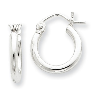 925 Sterling Silver Rhodium Plated Textured Post Hoop Earrings 12mm x 20mm