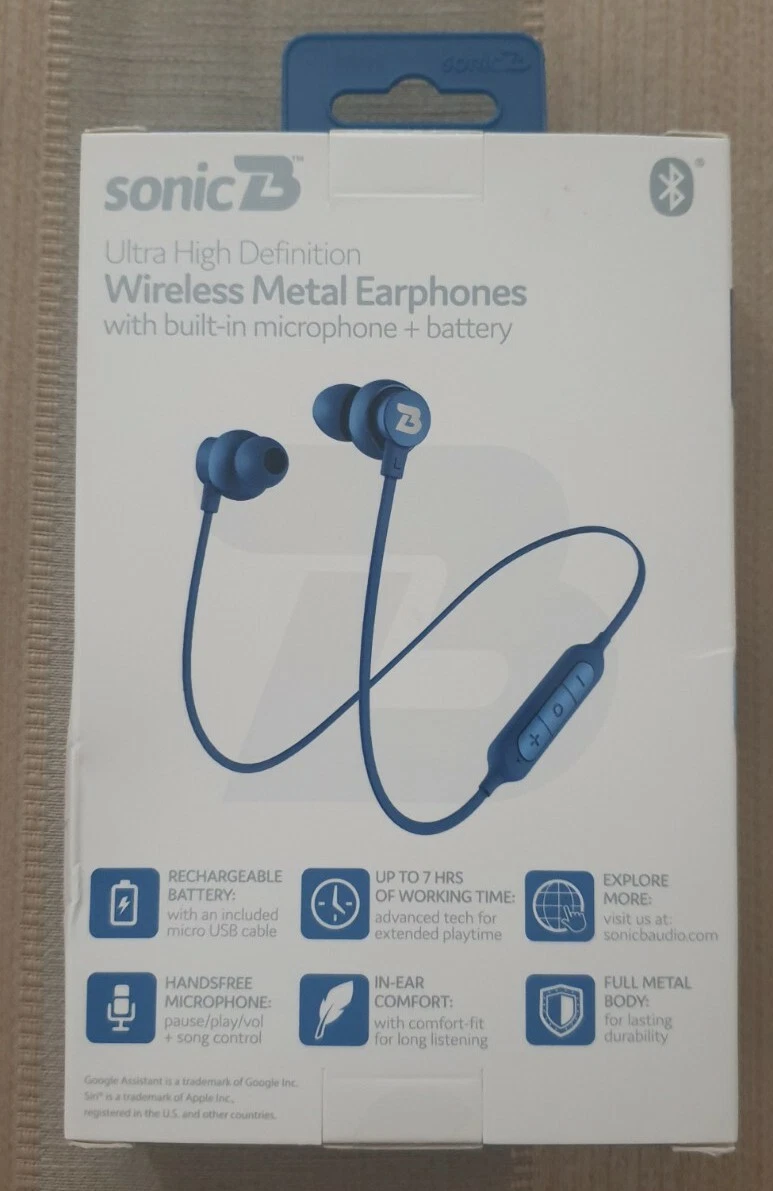 Sonic B Ultra High Definition Wireless Metal Earphones Blue eBay