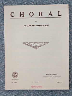 Choral by Johann Sebastian Bach (Art Publication Society 1962)