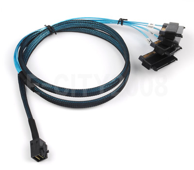 SAS SATA Cable SFF-8643 Internal Mini SAS HD to (4) 29pin SFF-8482 with 15pin
