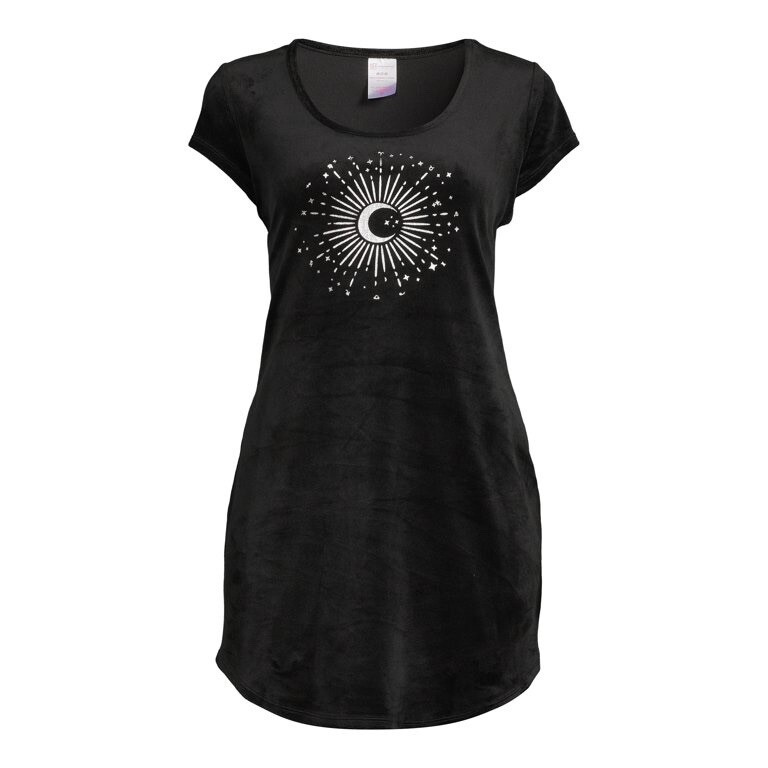 NB New Black Velvet Mini Zodiac Signs Silver Moon Stars Dress Size