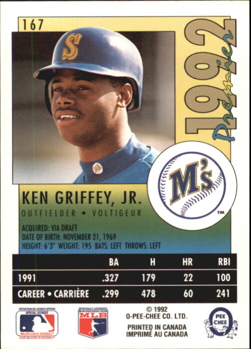 1992 O-Pee-Chee Premier #167 Ken Griffey Jr. - NM-MT | eBay