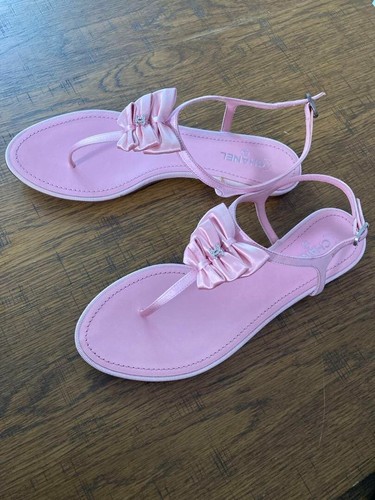 CHANEL 3 Ribbon COCO MARK Sandals Mules Pumps Shoes Women Size EU 38 Vintage New - Picture 2 of 8