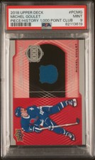 MICHEL GOULET 2018-19 UD A PIECE OF HISTORY GU JERSEY SP PSA 9 MINT POP 1