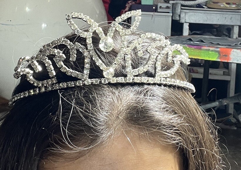 Vintage Jeweled Queen Crown - Rhinestone Wedding Costume 