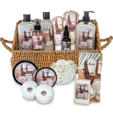 Bath Spa Gift Set (Aqua Elegante) - Luxury Basket With Coconut & Vanilla