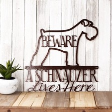 Schnauzer Breed Metal Wall Art, New Puppy Owner Housewarming Gift, Beware of Dog