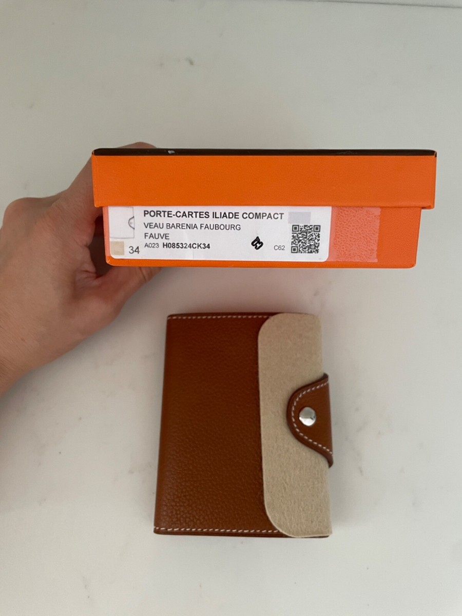 New Hermes Iliade Compact Card Holder in Barenia Faubourg Calfskin