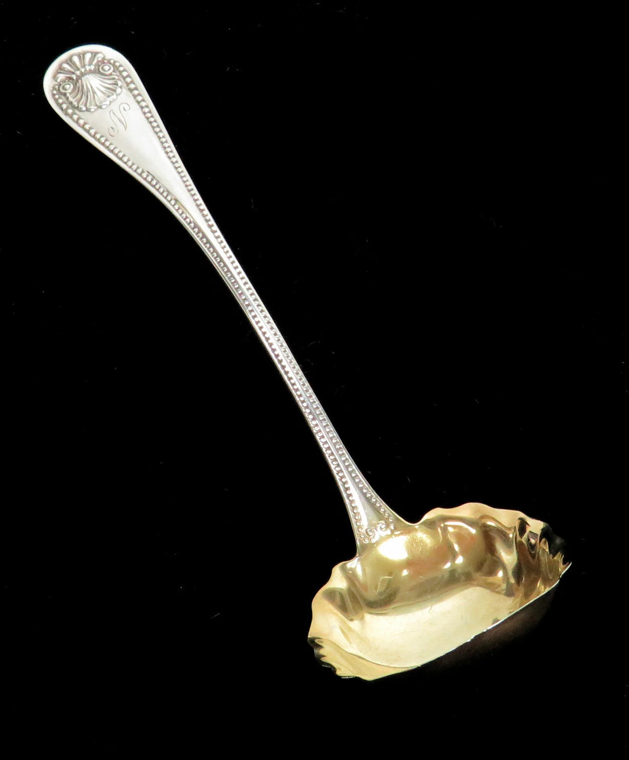 WHITING STERLING SILVER BEAD GOLD WASH BOWL 5 1/8" SAUCE LADLE