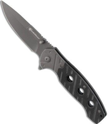 Smith & Wesson 3.19 Ti-Nitride Coated Drop Point G10 Handle W/ Bolsters 1100063