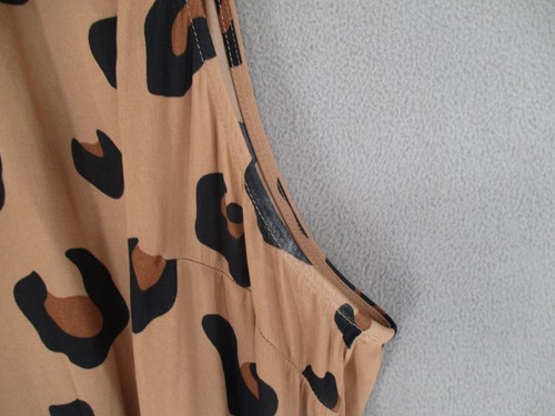 Witchery Dress Womens 16 Brown Leopard Tiered Tie Belted Sleeveless V A Line - Picture 7 of 15