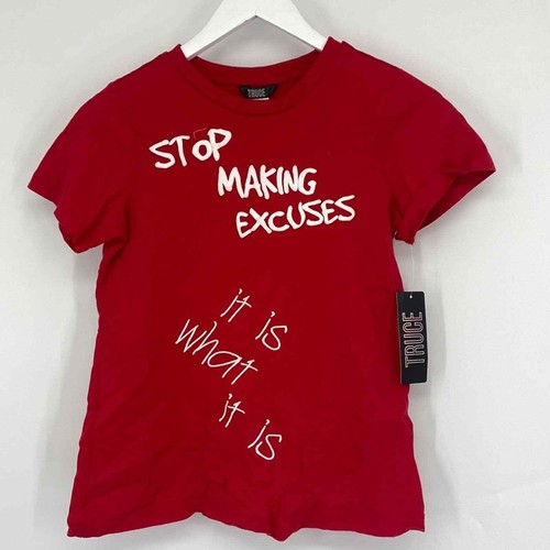 Truce Kids Short Sleeve Stop Making Excuses Print T-Shirt Tee Red Size S 7/8 NWT - 第 2/5 張圖片