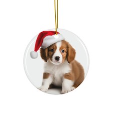 Nederlandse Kooikerhondje Puppy - Ceramic Christmas Ornament - Printed in USA